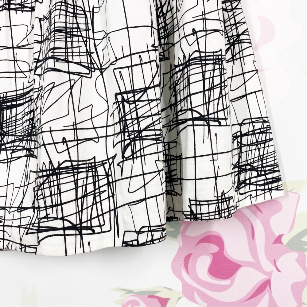 Lafayette 148 New York Skirt 12 Black White Print Pleated - Picture 3 of 9